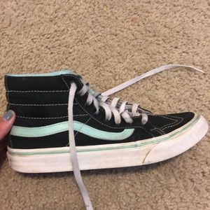 Black vans turquoise accents